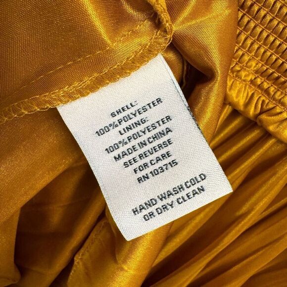 Nanette Lepore Medieval Gold Pleated High Neck Smocked Dress 2 NWT - Picture 8 of 8